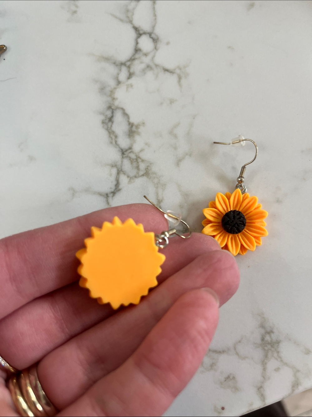 Sunflower Dangle Earrings - Yellow & Black - Picture 4 of 4